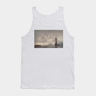 The Flagship Aemilia Fires a Salute for Admiral Maerten Harpertsz by Simon de Vlieger Tank Top